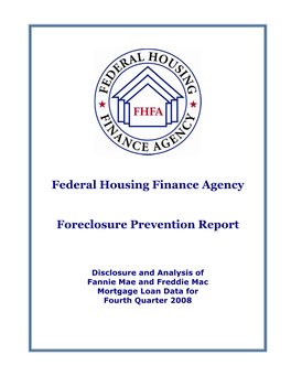 FHFA Foreclosure Prevention Report – 4Q 2008