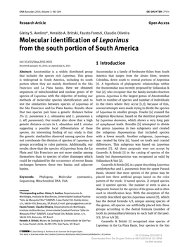 Molecular Identification of Leporinus from the South Portion of South America