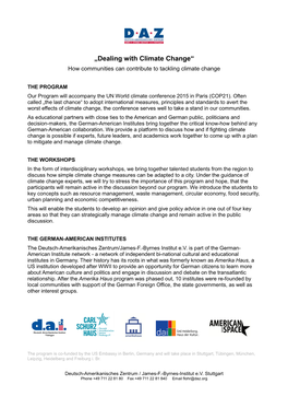 „Dealing with Climate Change“ How Communities Can Contribute to Tackling Climate Change