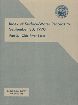 Of Surface-Water Records to September 30, 1970 Part 3.-0Hio River Basin