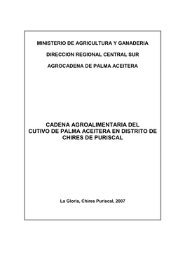 Cadena Agroalimentaria Del Cutivo De Palma Aceitera En Distrito De Chires De Puriscal