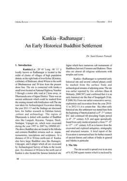 Kankia –Radhanagar : an Early Historical Buddhist Settlement