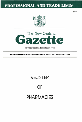 PHARMACIES 3756 NEW ZEALAND GAZETTE No