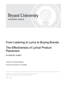 From Listening to Lyrics to Buying Brands: the Effectiveness of Lyrical Product Placement