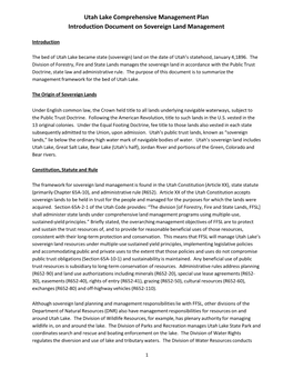 Utah Lake Comprehensive Management Plan Introduction Document on Sovereign Land Management