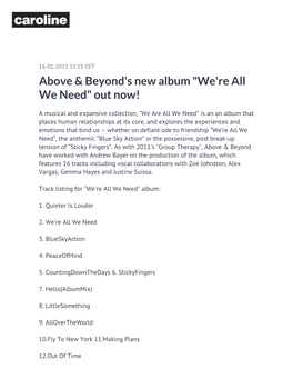 Above & Beyond's New Album 