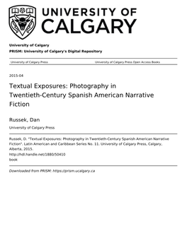 Textual Exposures: Photography in Twentieth-Century Spanish American Narrative Fiction