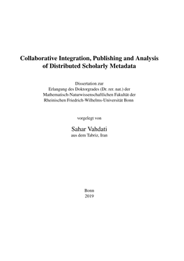 Collaborative Integration, Publishing and Analysis of Distributed Scholarly Metadata