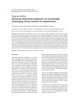 Original Article Advanced Abdominal Pregnancy: an Increasingly Challenging Clinical Concern for Obstetricians