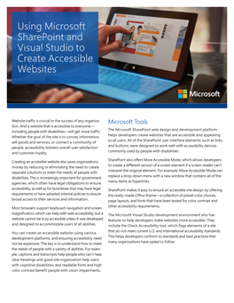 Using Microsoft Sharepoint and Visual Studio to Create Accessible Websites