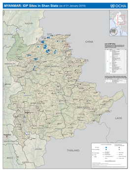 IDP Sites in Shan State (As of 31 January 2019)