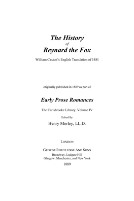 The History Reynard The