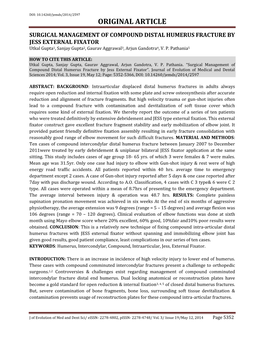 SURGICAL MANAGEMENT of COMPOUND DISTAL HUMERUS FRACTURE by JESS EXTERNAL FIXATOR Utkal Gupta1, Sanjay Gupta2, Gaurav Aggrawal3, Arjun Gandotra4, V