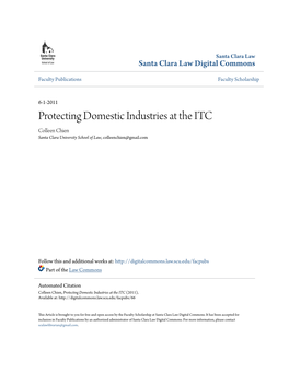 Protecting Domestic Industries at the ITC Colleen Chien Santa Clara University School of Law, Colleenchien@Gmail.Com