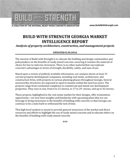 BUILD with STRENGTH GEORGIA MARKET INTELLIGENCE REPORT Analysis of Property Architecture, Construction, and Management Projects