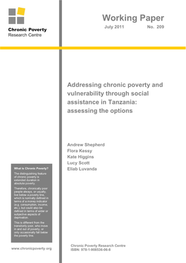 Addressing Chronic Poverty and Vulnerability Through Social Assistance in Tanzania: Assessing the Options