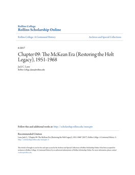 (Restoring the Holt Legacy), 1951-1968 Jack C