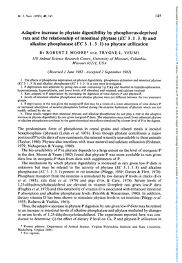 Adaptive Increase in Phytate Digestibility by Phosphorus