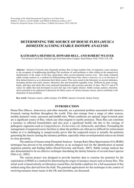 Musca Domestica) Using Stable Isotope Analysis