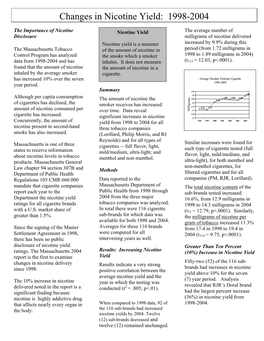 Report: Changes in Nicotine Yield, 1998-2004