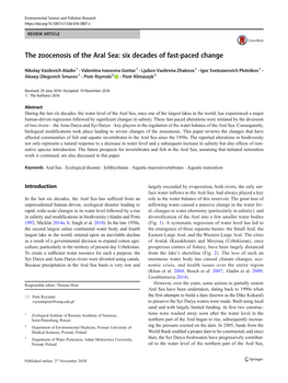 The Zoocenosis of the Aral Sea: Six Decades of Fast-Paced Change