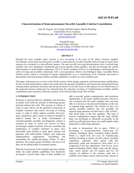 Characterization of Semi-Autonomous On-Orbit Assembly Cubesat Constellation