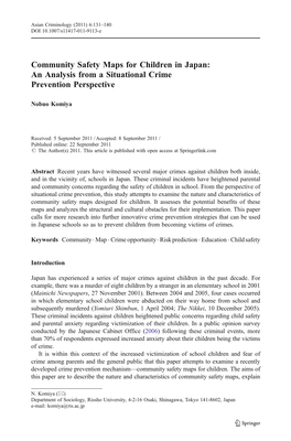 Community Safety Maps for Children in Japan: an Analysis from a Situational Crime Prevention Perspective