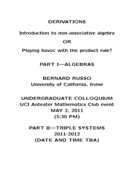 DERIVATIONS Introduction to Non-Associative