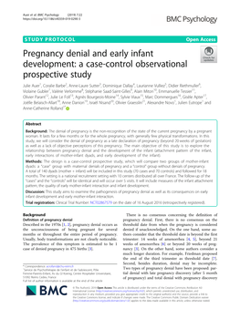 Pregnancy Denial and Early Infant Development: a Case-Control Observational Prospective Study