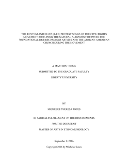 The Rhythm and Blues (R&B) Protest Songs of the Civil Rights Movement: Outlining the Natural Alignment Between the Foundatio