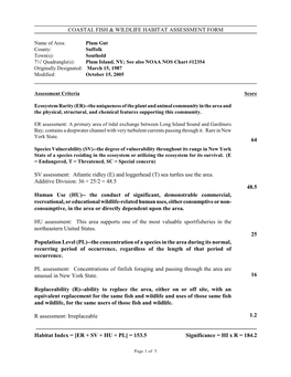 Coastal Fish & Wildlife Habitat Assessment Form