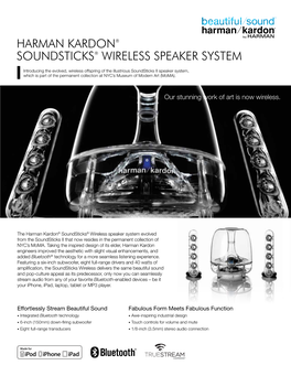 Harman Kardon® Soundsticks® Wireless Speaker System Evolved from the Soundsticks II That Now Resides in the Permanent Collection of NYC’S Moma