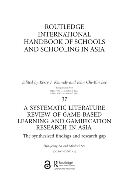 Routledge International Handbook of Schools and Schooling in Asia