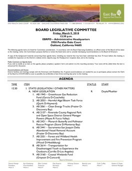 BOARD LEGISLATIVE COMMITTEE Friday, March 9, 2018 12:30 P.M