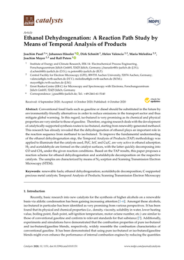 Ethanol Dehydrogenation: a Reaction Path Study by Means of Temporal Analysis of Products