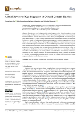 A Brief Review of Gas Migration in Oilwell Cement Slurries