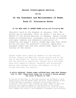 On the Treatment and Maltreatment of Women Room 15. Discussion Notes