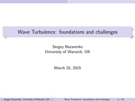 Wave Turbulence: Foundations and Challenges