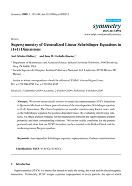 Supersymmetry of Generalized Linear Schr¨Odinger Equations in (1+1) Dimensions