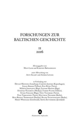 Forschungen Zur Baltischen Geschichte