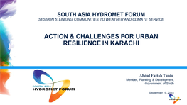 Action & Challenges for Urban Resilience in Karachi