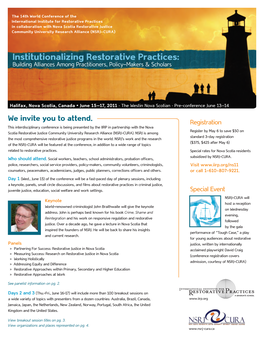 Institutionalizing Restorative Practices: Building Alliances Among Practitioners, Policy-Makers & Scholars