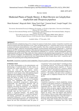 A Short Review on Calophyllum Inophyllum and Thespesia Populnea