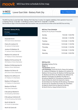 M22 Bus Time Schedule & Line Route