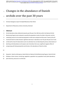 Changes in the Abundance of Danish Orchids Over the Past 30 Years