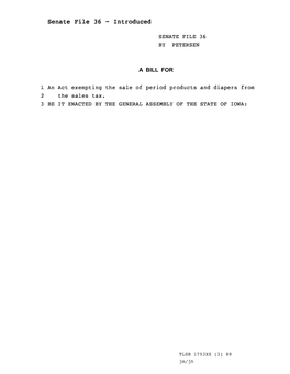 Senate File 36 - Introduced