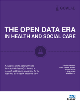 The Open Data Era in Health and Social Care