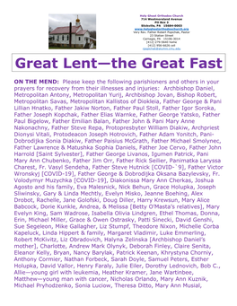 Great Lent—The Great Fast