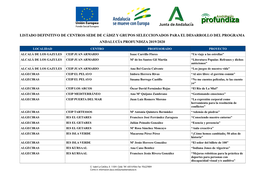 Listado Definitivo De Centros Sede De Cádiz Y Grupos Seleccionados Para El Desarrollo Del Programa Andalucía Profundiza 2019/2020