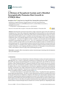 A Mixture of Tocopherol Acetate and L-Menthol Synergistically Promotes Hair Growth in C57BL/6 Mice